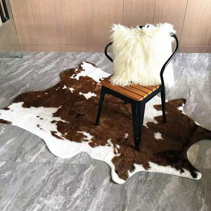 Large Size Soft Faux Fur Leather Cow / Imitation Zebra / Deer Animals Skin Area Rugs