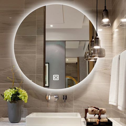 Smart Round Bathroom Mirror Makeup LED Adjustable BackLight With Bluetooth Speaker